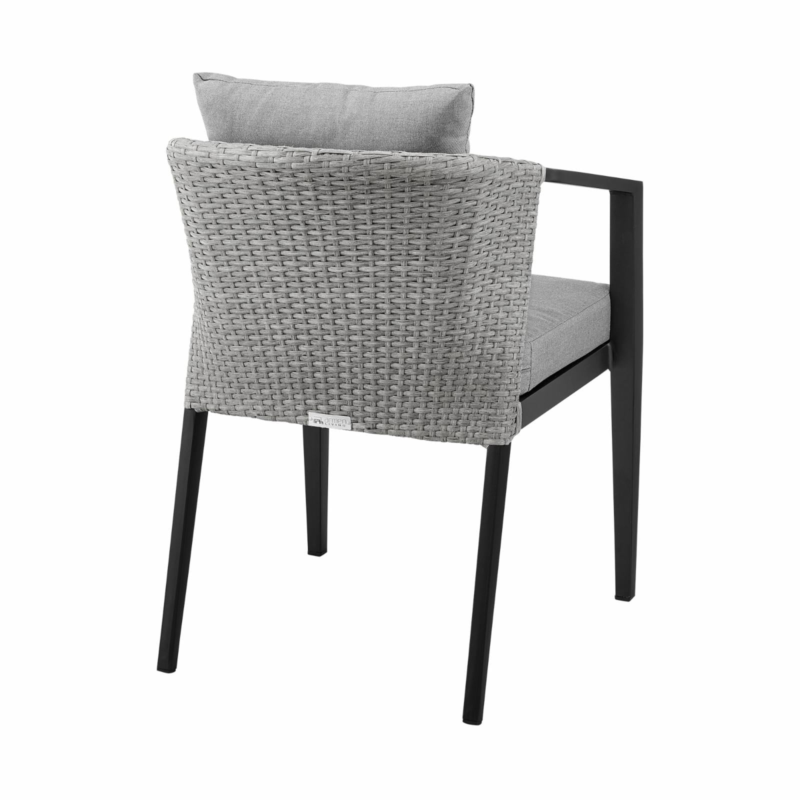 Armen Living Armen Living Aileen Outdoor Fabric/Rattan Dining Chairs in Gray/Black (Set of 2)