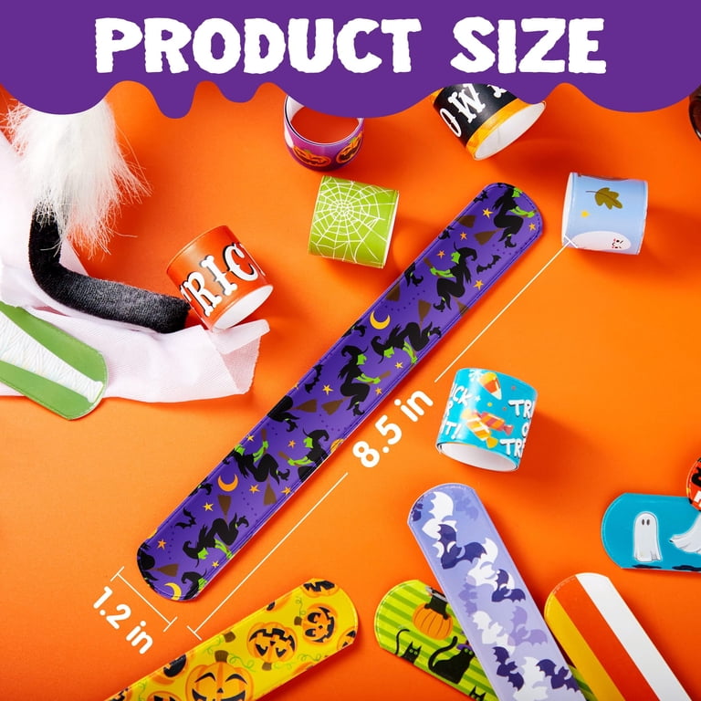 Joyfy 72 Pcs Halloween Slap Bracelets for Kids,Halloween Toys Bulk