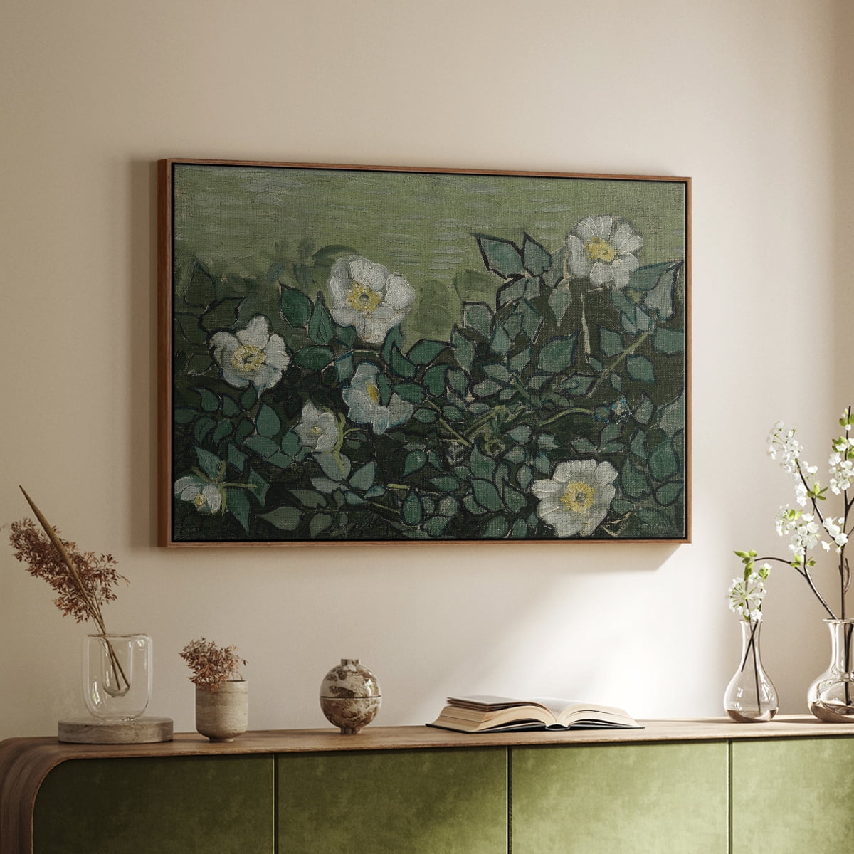 Vintage Botanical Print-LXXXV By Wexford Home Framed in Walnut Wood Gallery Wrapped Canvas 17 in. x 25 in.