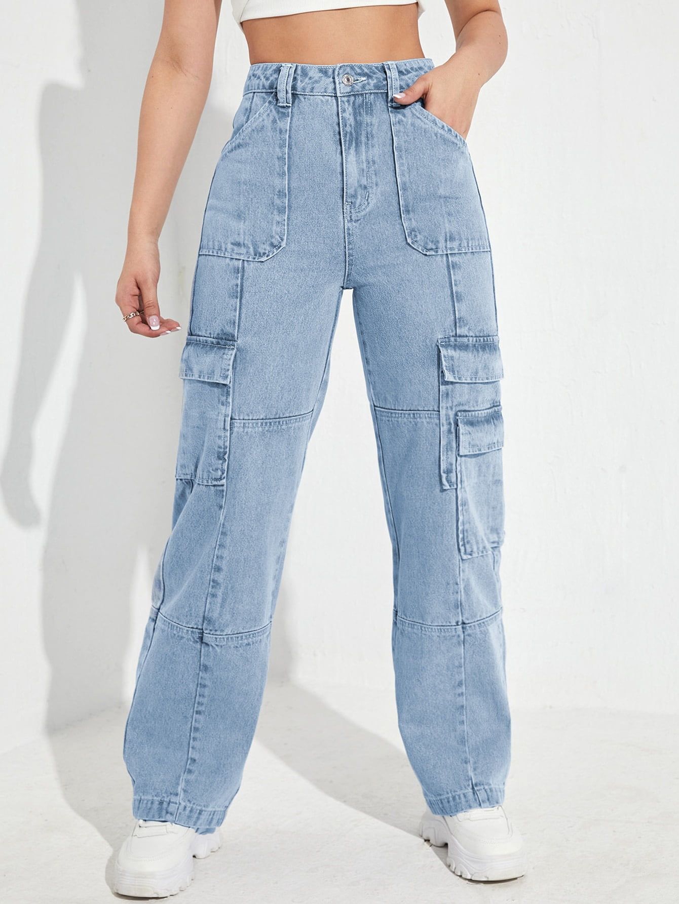 Light Wash Women's High Waist Flap 