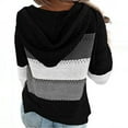 thumbnail image 3 of Kddylitq Womens Sweaters Under $10 Color Block Striped Cardigan/pullover Drawstring Knit Hooded Long Sleeve Clothes To Wear V Neck Crewneck Sweatshirts for Women Black 3XL, 3 of 6