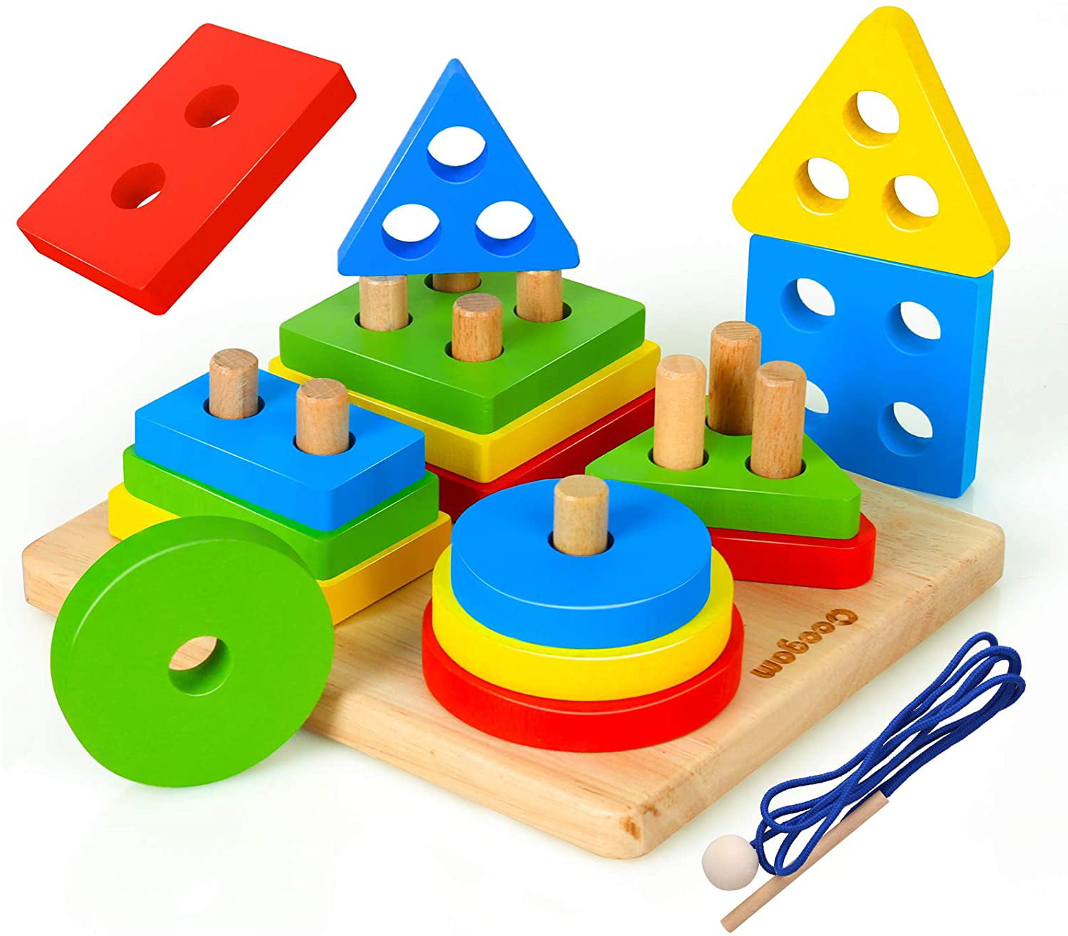 Wooden Maze Puzzle Educational Table Game crafted brightly painted baby toddler