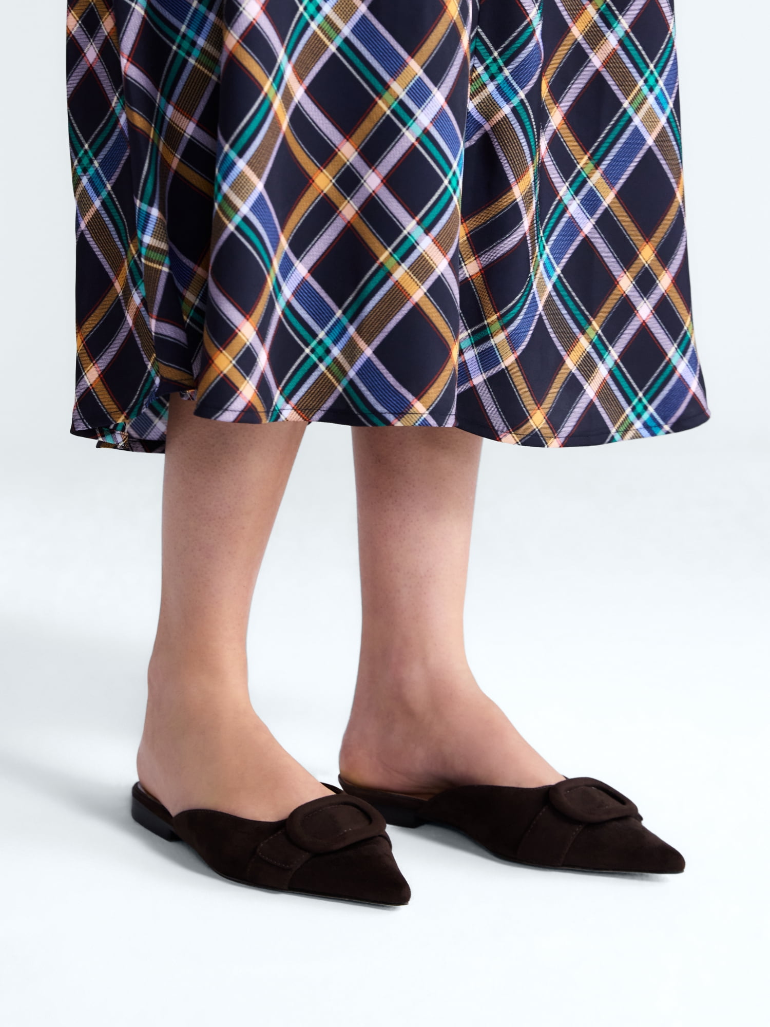Free Assembly Women's Faux Suede Buckle Mules