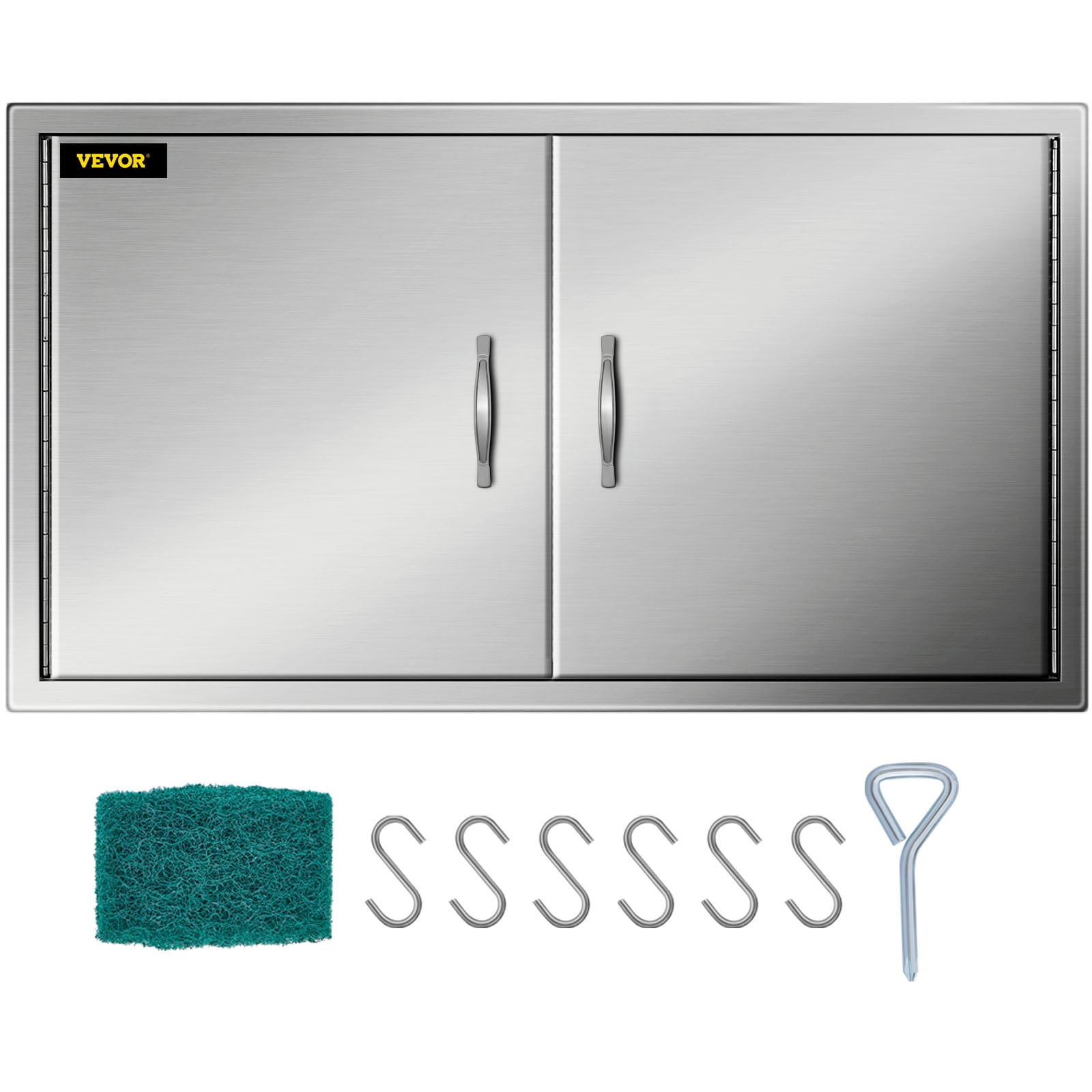 VEVORbrand BBQ Access Door 42W X 21H inch, Double BBQ Door Stainless Steel, Outdoor Kitchen Doors for Commercial BBQ Island, Grilling Station, Outside ...