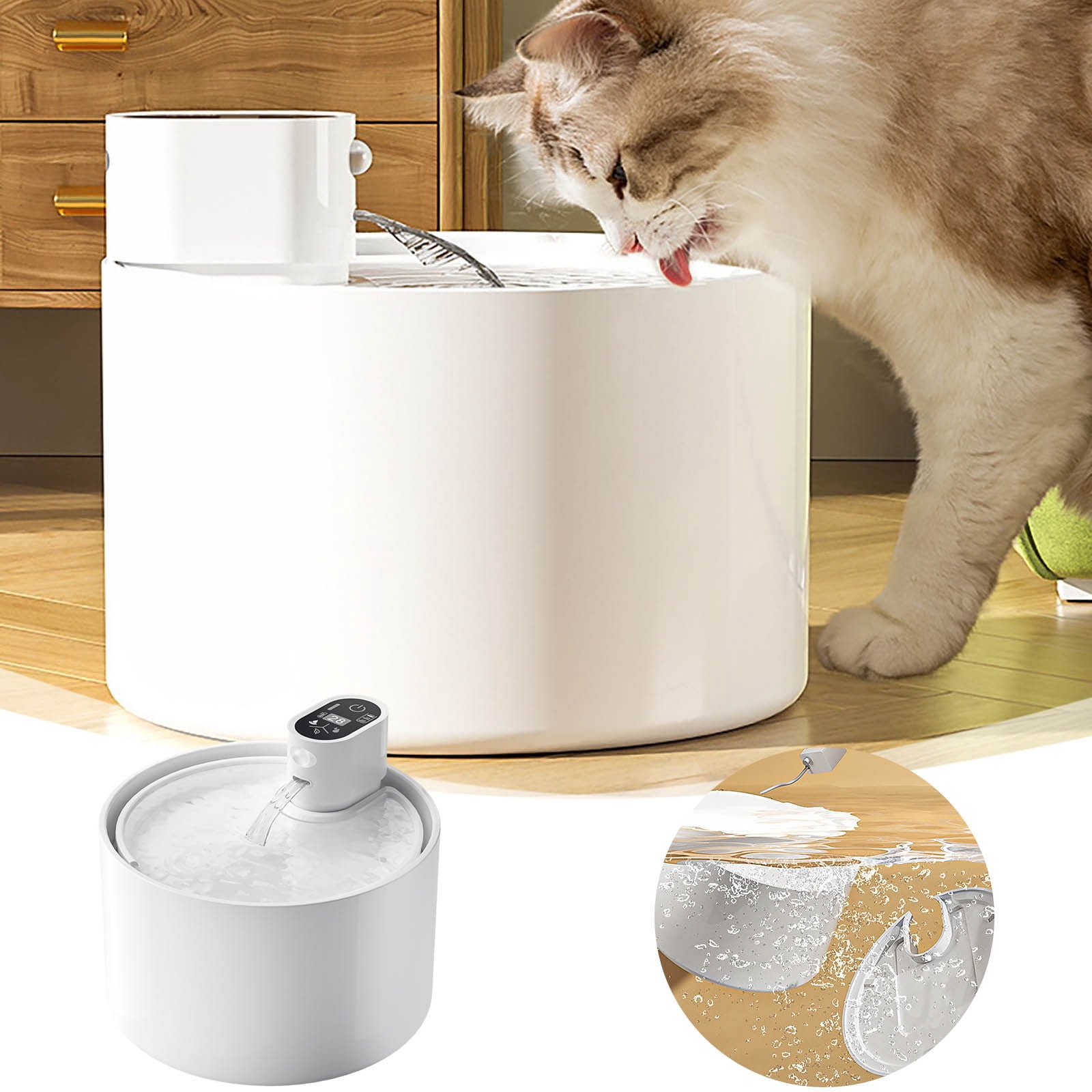 CHIKANSTORE Cat Water Fountain,Ceramic Cat Water Fountain Cordless Automatic with Ultra-Quiet Pump for Cats, Dogs, Multiple Pets