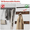thumbnail image 4 of ZIVACATE Coat Rack, Hall Tree with Shoe Storage Bench, Entryway Bench with Shoe Storage, 4-in-1, Steel Frame, for Entryway, 28.35 x 13.27 x 72.05 in,Brown, 4 of 8