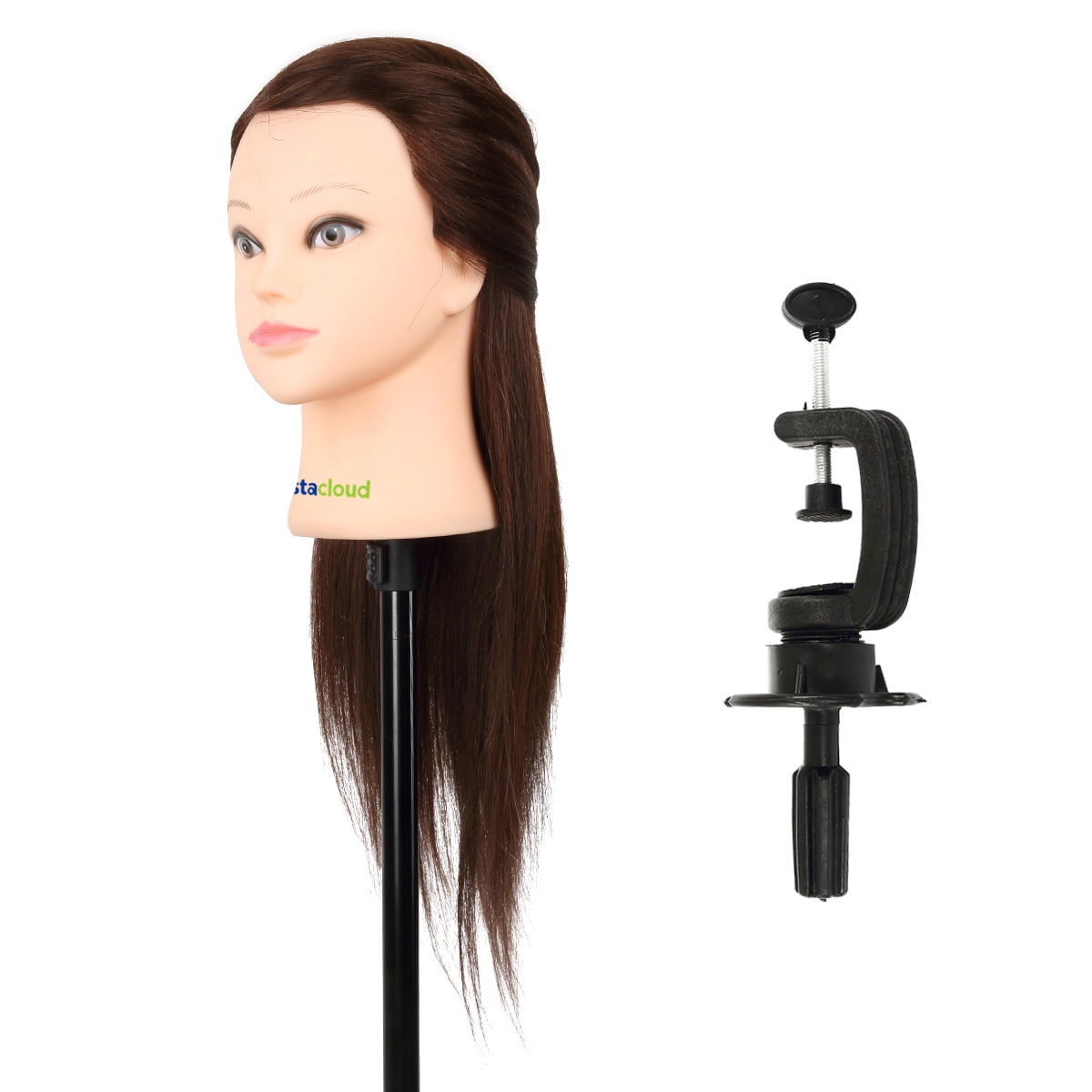 Mannequin Head 100% Human Hair with shoulders 24-26 Inch Female Doll  Manikin Training Head Styling Braiding with Stand Table Clamp for  Cosmetology