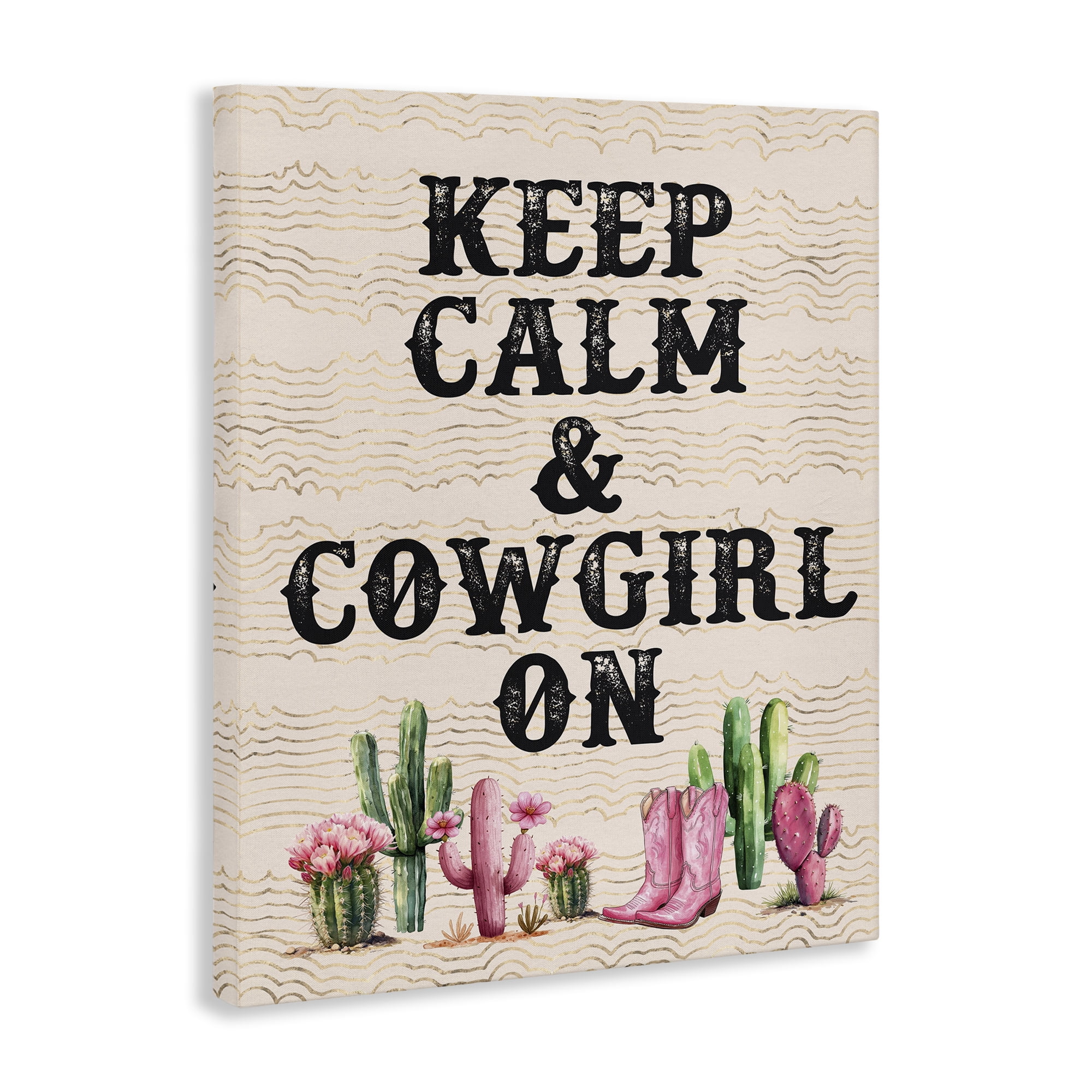 Stupell Industries Keep Calm & Cowgirl On Landscape & Nature Painting Wrapped Canvas Art Print Wall Art, 16 x 20