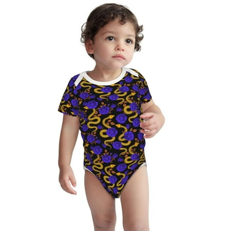 

Fotbe Golden Snake And Purple Rose Pattern Unisex-baby Short-sleeve Bodysuit Short Sleeve Bodysuits One-piece 100% Organic Cotton for Infant Baby Boys Unisex-2 Years
