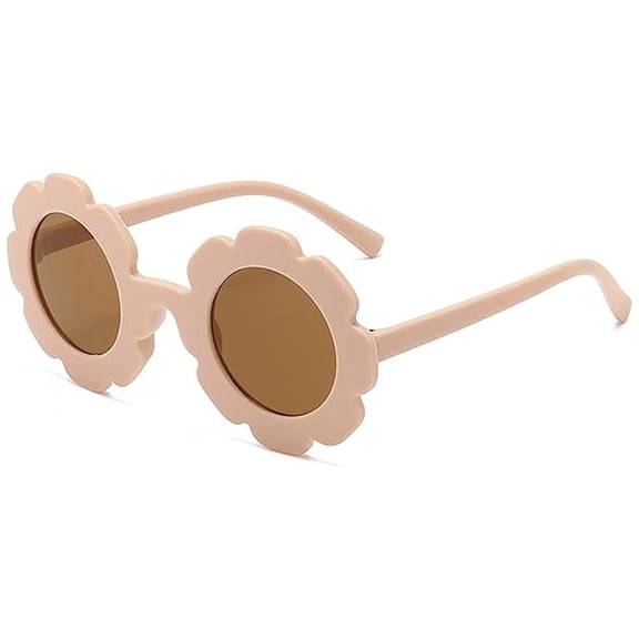 HEVRJEWJD Kids Flower Sunglasses Toddler Girls Round Flower Glasses Baby Cute Sunglasses Outdoor Beach Colorful Eyewear Coffee One Size