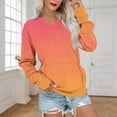 thumbnail image 2 of Miluxas Women's Loose V Neck Sweatshirt Loose Long Sleeve Gradient Printed Fashion Casual Dropped Shoulder Sweatshirt Top Yellow XL(XL), 2 of 5
