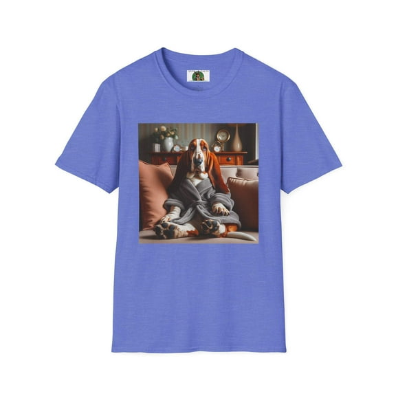 Basset Hounds "Chillin in a Robe" Unisex Softstyle T-Shirt