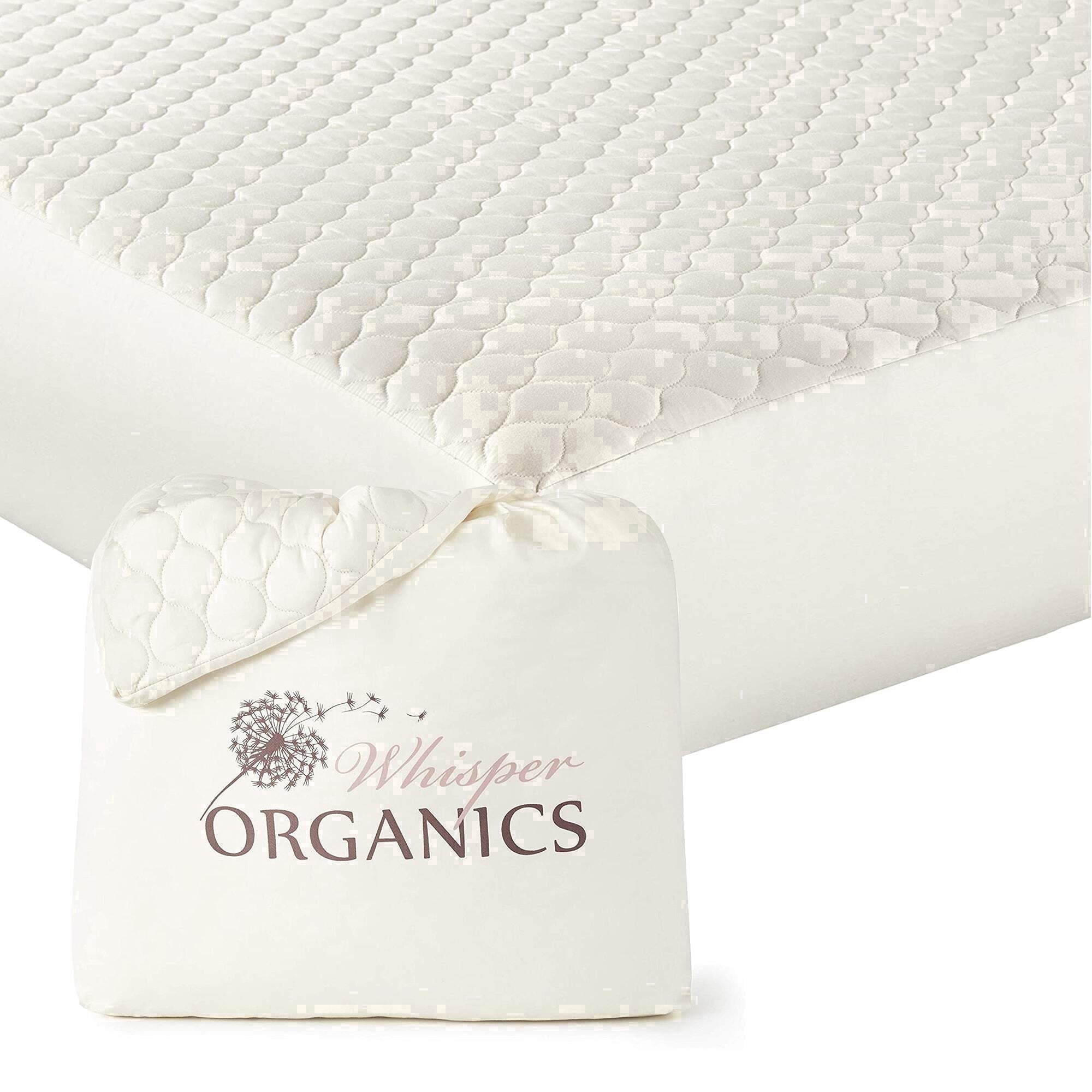 Whisper Organics 100% Cotton Organic Mattress Protector, 300TC Mattress Pad, Queen size, Ivory