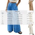 thumbnail image 2 of Karymi Shorts for Women Solid Linen Blend Palazzo Pants, High Waist Pleated Long Trousers, Scalloped Eyelet Lace Hem Beach Vacation Pants With Pocket Capri Pants for Women, 2 of 5