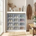 thumbnail image 4 of EDX 15-Pack Stackable Clear Shoe Box Organizer, Plastic Storage Bins for Closet Hallway & Bedroom, Ventilated & Stackable Shoe Storage Container Set Holds Shoes up to US Size 11, White, 4 of 7