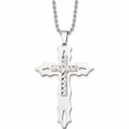 thumbnail image 1 of Stainless Steel Polished With Sterling Silver Inlay Cross 20In Necklace (20 X 41) Made In China -Jewelry By Sweet Pea, 1 of 8