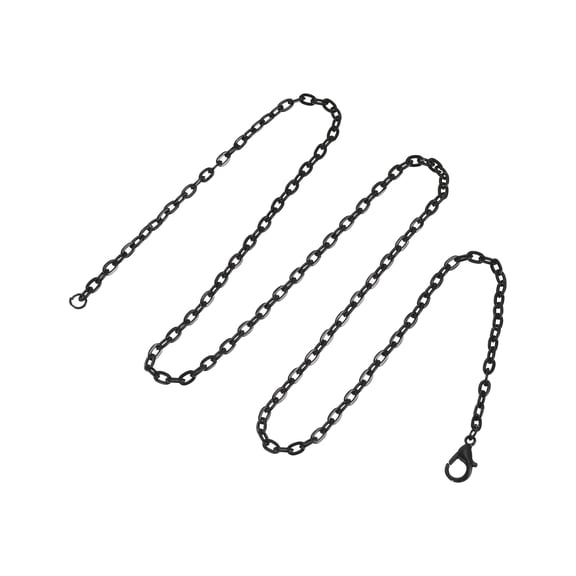 Uxcell 20 pack 20 inch Necklace Chains Bulk 3.2mm Black Plated Cable Chains with Lobster Clasps for Jewelry Making
