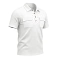 thumbnail image 6 of Plus Size Big & Tall Men's Summer Solid Casual Shirt Tops Turndown Collar Short Sleeve Loose Fit Multi-Pocket Button Down Polyester Blend Breathable Quick Dry Fishing Hiking, 6 of 9