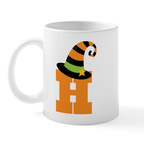 CafePress - Halloween Letter H Witch Monogram Mug - 11 oz Ceramic Mug - Novelty Coffee Tea Cup