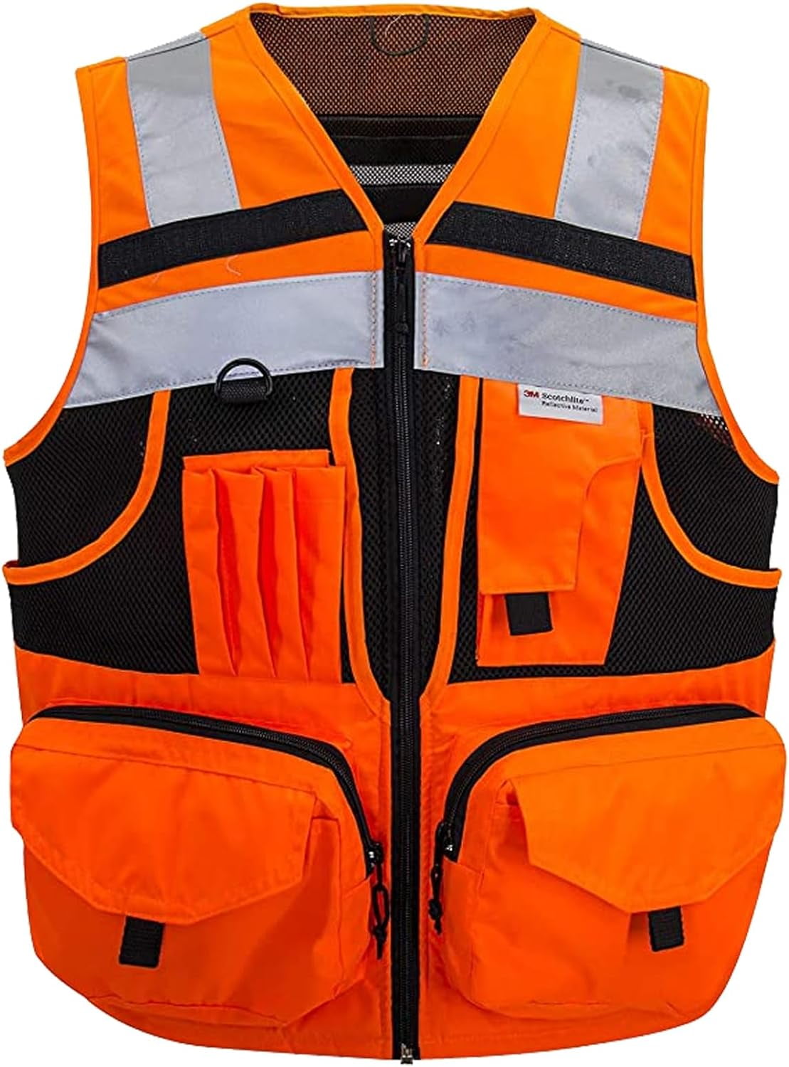 Kasa Style High-Visibility Reflective Safety Vest with 3M, Multi-Pocket, Unisex Design - Durable Workwear for Men and Women, Ideal for Construction Workers & Outdoor Safety (Orange, 2X-Large)