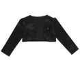 thumbnail image 3 of Venjoe Kids Girls Satin Bolero Jacket Shrug Short Cardigan Sweater Cover Up for Formal Dress Black 160, 3 of 7