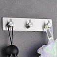 thumbnail image 2 of Triple Silver Hooks Stainless Steel Hook Brushed Nickel Self-Adhesive Hanger, Use in Kitchens, Bathrooms, Hallways for Coats, Towels, Hats, Robessilve, 2 of 5