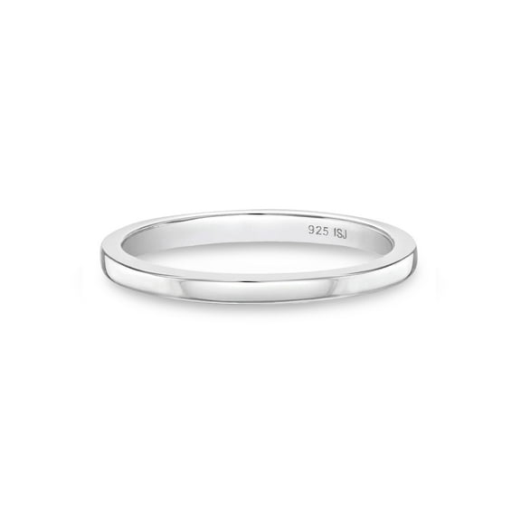 925 Sterling Silver Size 3 Unisex Shiny Small Plain Finger Ring for Young Girls