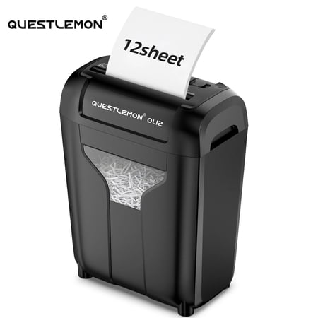 QUESTLEMON 12-Sheet Cross-Cut Paper Shredder – Home & Office, 4.5-Gallon Bin, P-4 Security