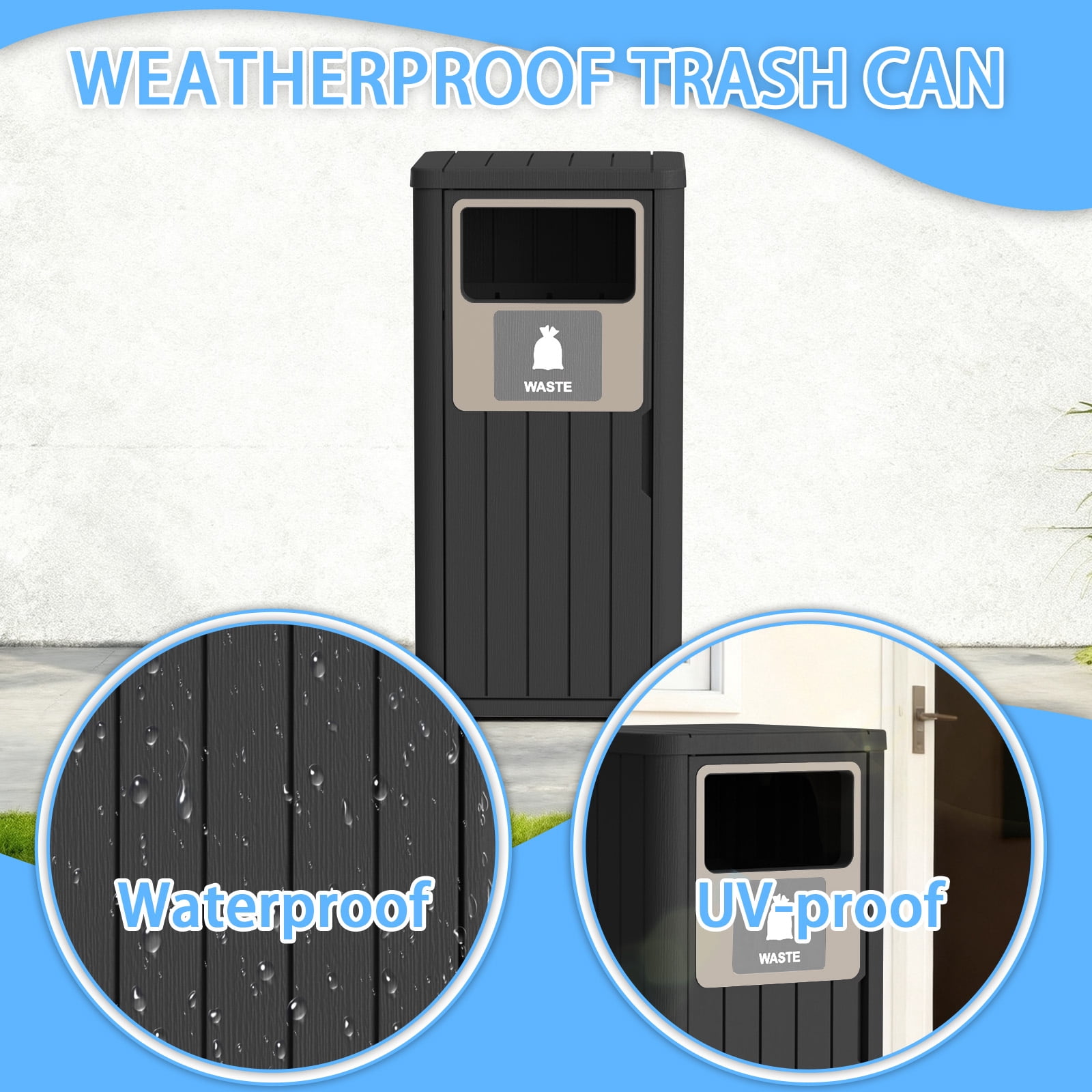 MAYEERTY 80L Double-Bucket Outdoor Waste Bin, Weather-Resistant Trash Can for Patio Yard Garden