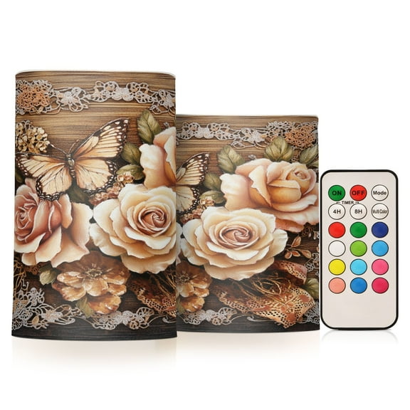 BZSMCE Flameless Candles LED Lights Butterfly and Roses on Lace Creativity Battery Candles