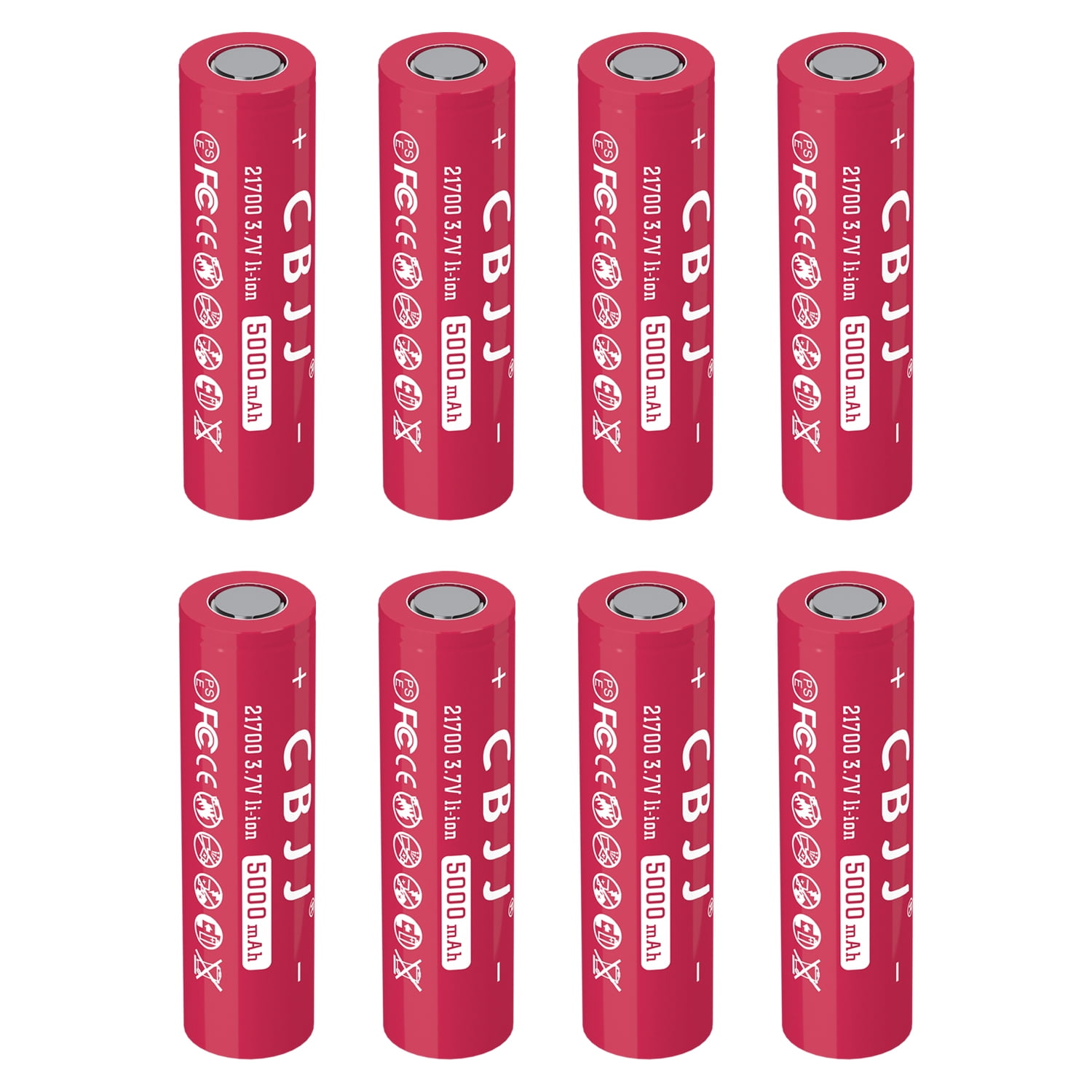 CBJJ 21700 Rechargeable Battery, 3.7 Volt 21700 Battery 5000mAh Flat Top  21700 Li-ion Battery for Flashlight (2 Pack, Black)