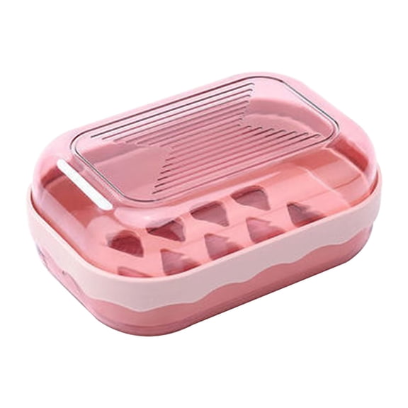 Luluganb 1Pc Soap Holder, Travel Soap Container with Lid, Portable Bar Soap Case, Period Kit Leakproof Soap Box with Perforations, Soap Dishes for Traveling, Camping, Gym,Pink