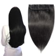 thumbnail image 1 of Extensions de Cheveux à Clip en Cheveux Humains 100 % 15 Couleurs Peuvent Être Teintes Bouclées Lavées 1 Pce/5 Clips Brun Clair 18”-50 g, 1 of 6