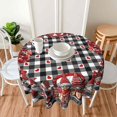 thumbnail image 2 of Nappe Ronde de la Saint-Valentin Gnomes 60 Pouces Carreaux Noir et Blanc Cœur Rouge Lavable Résistant aux Plis et aux Taches Polyester Décorations Rustiques pour Fête Maison Cuisine Salle à Manger, 2 of 5