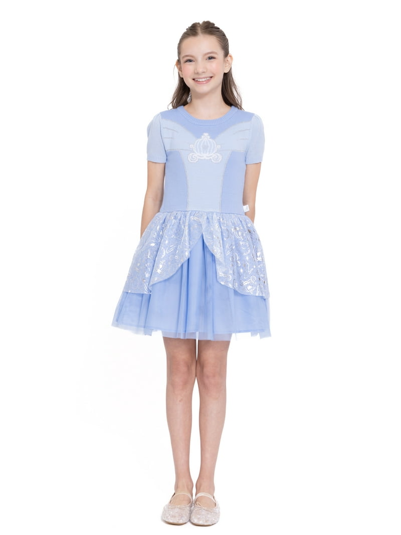 Girls Disney Princess Cinderella Cosplay Short Sleeve Sweater Dress, Sizes 4-12 - Walmart.com Girls Disney Princess Cinderella Cosplay Short Sleeve Sweater Dress, Sizes 4-12 - Walmart.com