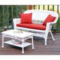 thumbnail image 1 of Jeco Wicker Patio Love Seat and Coffee Table Set in White without Cushion, 1 of 1