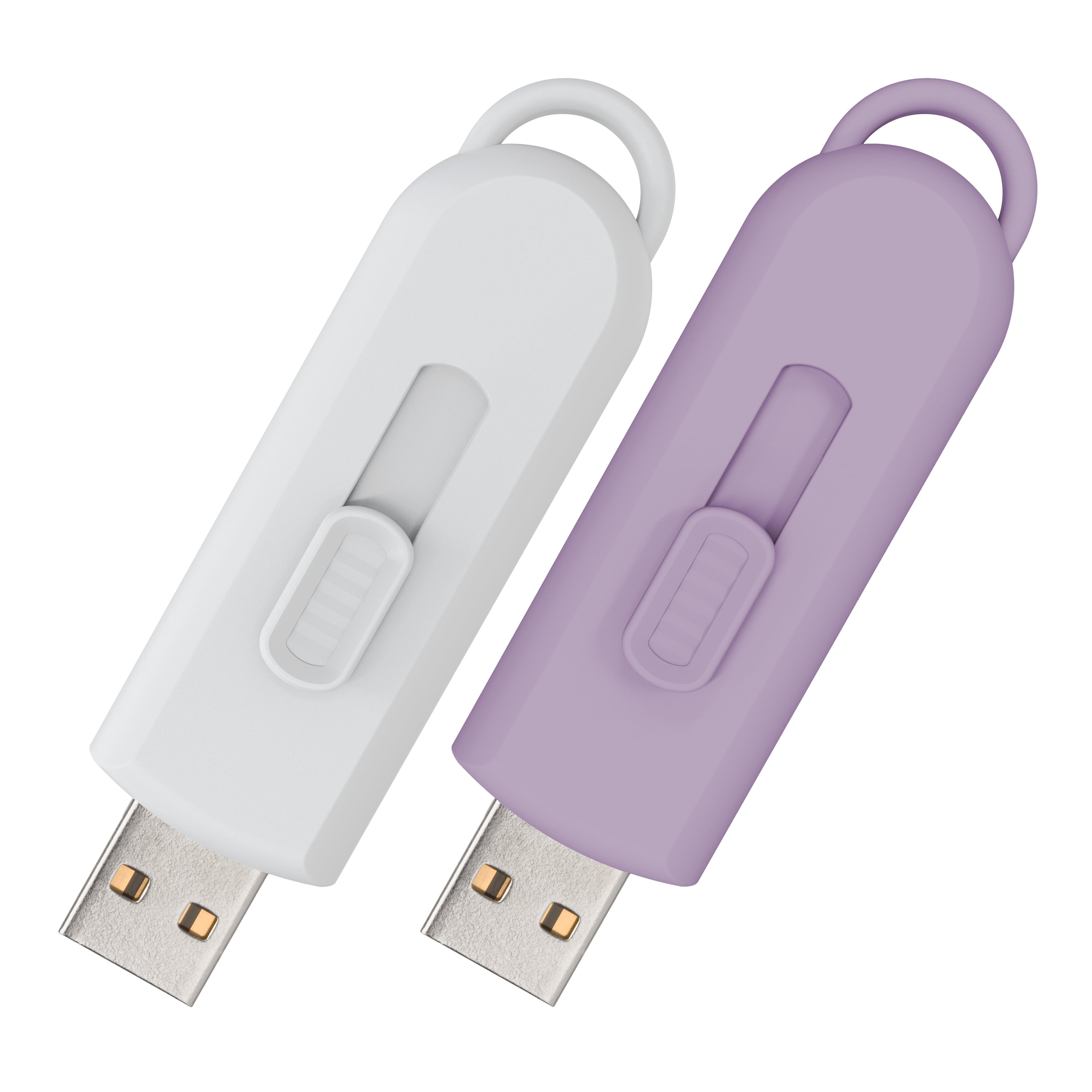 onn 128GB USB 2.0 Flash Drives, 2-Pack, Convenient, Retractable Design, Ample Storage