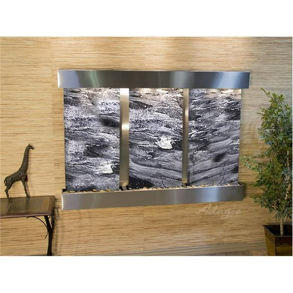 Adagio OFS2007 Olympus Falls-Square-Stainless Steel-Black Spider Marble Wall Fountain