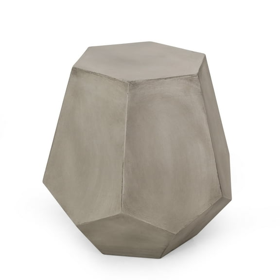 Hopewell Outdoor Lightweight Concrete Side Table, Light Gray