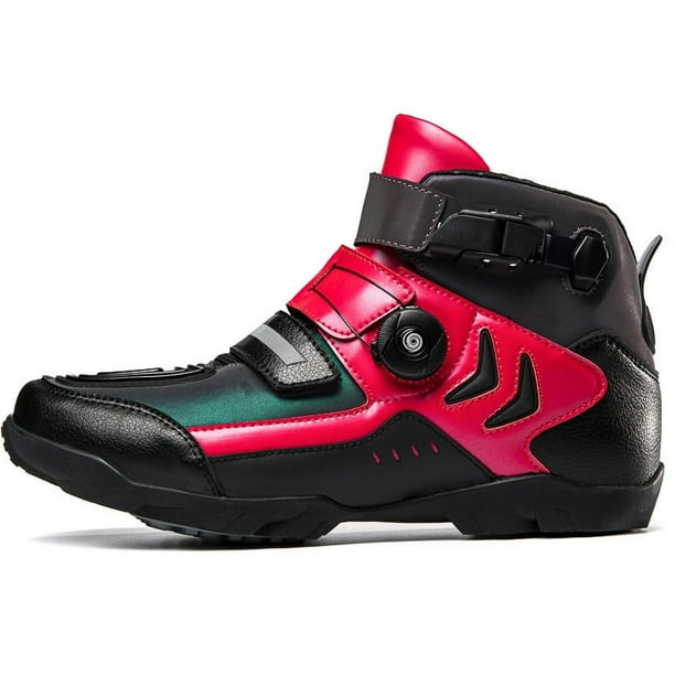 Botas de moto y zapatos de moto para todas las estaciones para hombre y mujer.,Negro rojo,39