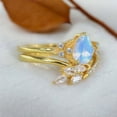 thumbnail image 2 of Pear Cut Moonstone Bridal Ring Set Women Diamond Curved Matching Band Art Deco Proposal Gold Band June Birthstone Statement Jewelry, 2 of 4