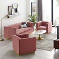 thumbnail image 2 of Tufted Armchair and Sofa Set, Velvet, Pink, Modern Contemporary Urban Design, Living Lounge Room Hotel Lobby Hospitality, 2 of 6