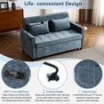 thumbnail image 5 of 3-in-1 Convertible Sofa Bed, 57" Pull Out Sleeper Sofa with Charging Station & Phone Holder and Adjustable Backrest, Chenille Loveseat Sofa with Side Pocket, Blue, 5 of 7