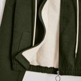 thumbnail image 6 of Women'S Fashion Cropped Shacket Drawstring Hooded Zip Up Corduroy Jackets Casual Plaid Long Sleeve Short Jackets Coat, 6 of 7
