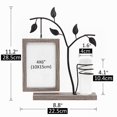 thumbnail image 4 of Unique Wooden Photo Frame Metal Tree Vase Double Sided Display Unique Mother's Day Gift, 4 of 5