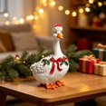 thumbnail image 4 of Christmas Duck Statue, Cute Tabletop Decor with Holly Wreath, 8'' Large Vintage Cottagecore Christmas Figurines, 4 of 6