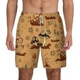 thumbnail image 2 of Picia Brown Mushrooms pattern Mens Swim Trunks with Compression Liner Stretch Beach Shorts Quick Dry with Zipper Pockets No-Chafing Board Shorts-X-Large, 2 of 9