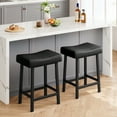 thumbnail image 4 of Taburetes de Bar Modernos de Cuero Sintético Gris - Juego de 4, Altura para Mostrador con Patas Blancas y Reposapiés, negro, 4 of 12