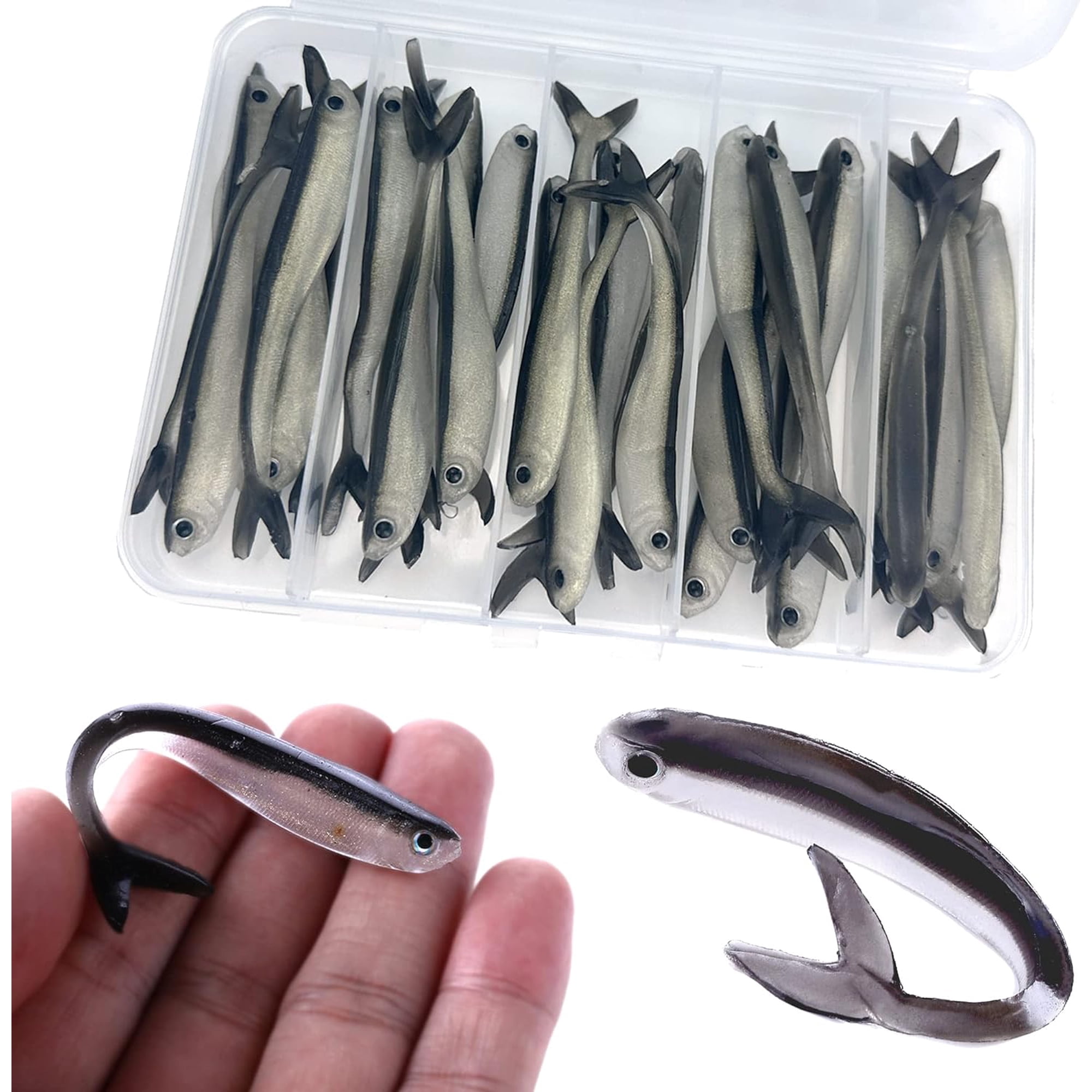 Paddle Tail Swimbaits Soft Plastic Fishing Lures Swim Baits for Bass Fishing 30/50pcs with Box Soft Plastic Swimbaits for Bass Trout Crappie Lures Kit for Saltwater Freshwater