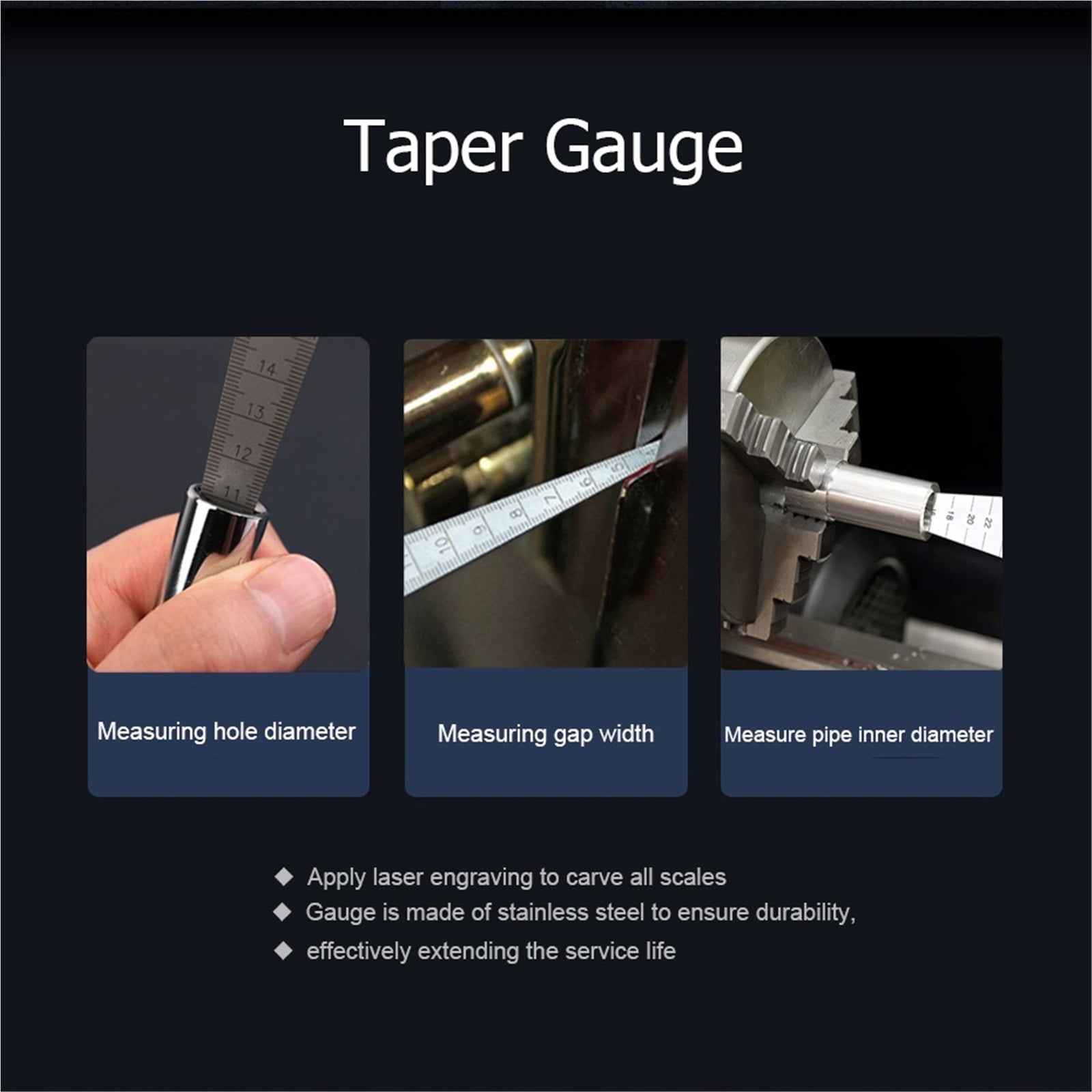 1-15mm Wedge Feeler Gap Hole Taper Gauge Welding Inspection Taper Gauge Metric Measure Tool Stainless Steel ,Corrosion-Resistant